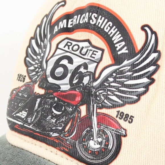 🇺🇸 New Route 66 Trucker Hat - Green & Tan with Motorcycle Graphic 🏍️ - Picture 2 of 4